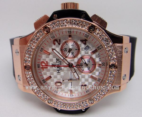 replica Hublot Big Bang Gold Diamonds White Carbon Face Hublot Geneve WATCHES 1