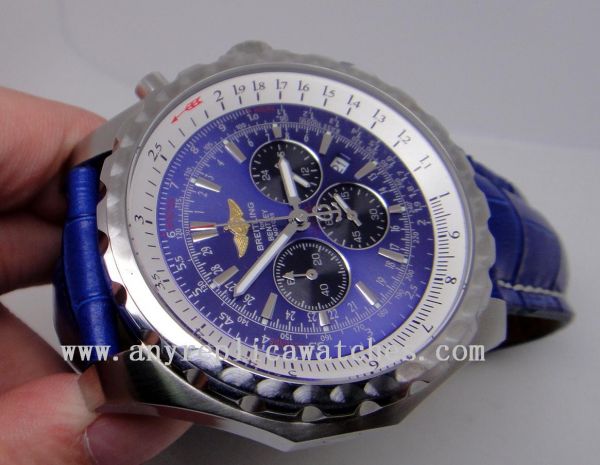 replica Copy Breitling Bentley Blue Chronograph Blue Leather WATCHES 1