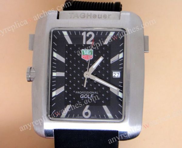 replica High Quality Tag Heuer Golf SS Black Rubber Strap WATCHES 1