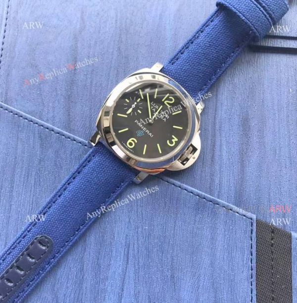 replica Panerai PAM 777 Panerai Luminor Marina Blue OP Logo W Blue Canvas Strap WATCHES 1
