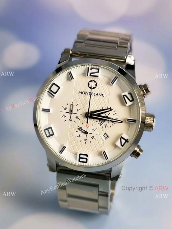 replica Mont Blanc Clone Timewalker Chronograph Stainless Steel Black Dial WATCHES 1