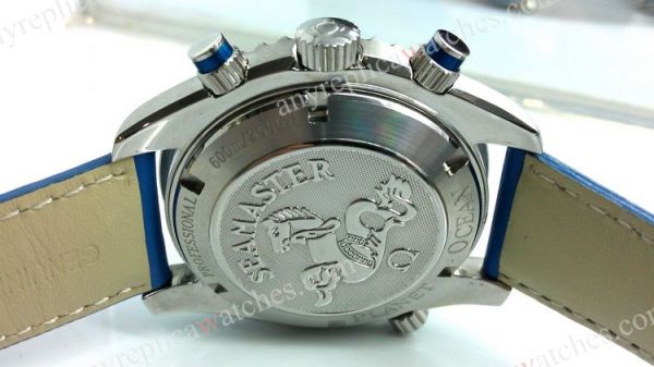 replica Omega es Buy Online Omega Seamaster Blue Chronograph Dial Blue Leather Strap WATCHES 1
