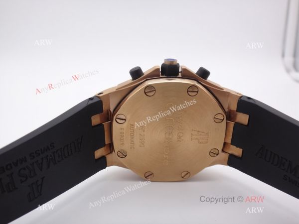 replica Audemars Piguet Royal Oak Rose Gold &038; Black Rubber Straps WATCHES 1