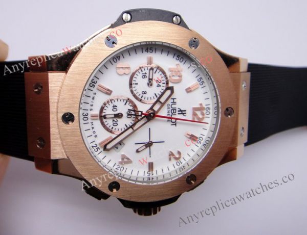 replica Hublot Big Bang Rose Gold White Face For Lady WATCHES 1