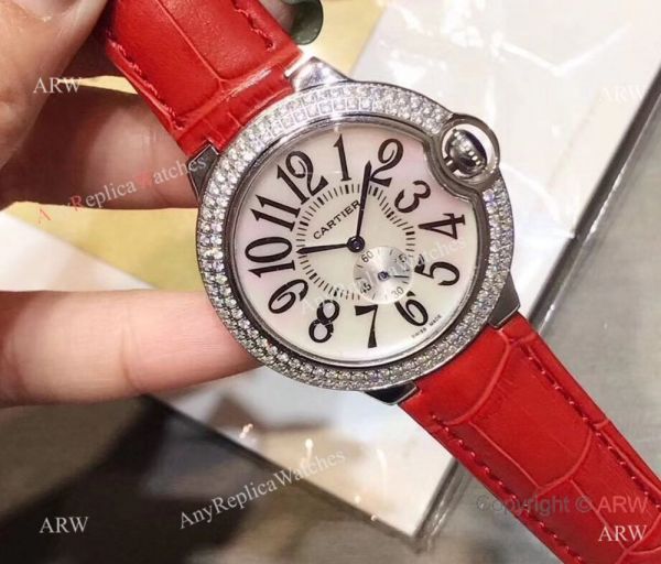 replica Womens Fake Cartier Ballon Bleu Diamond Bezel 36mm WATCHES 1