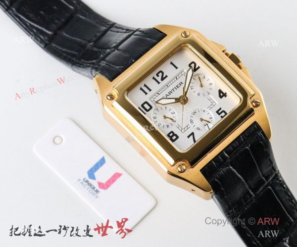 replica Swiss Grade Cartier Santos 9100 Yellow Gold Case WATCHES 1