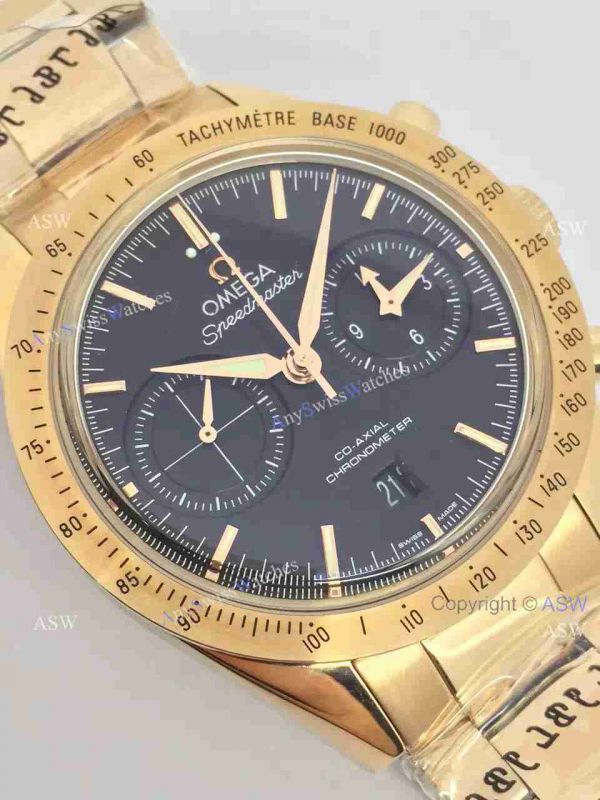 replica (OM)Copy Swiss Omega Speedmaster Chronograph 9301 All Gold Black WATCHES 1