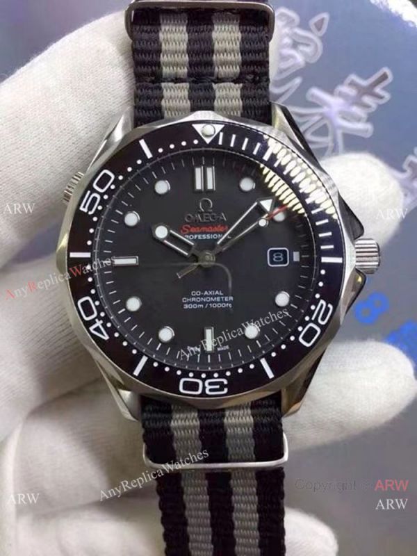 replica High Quality Omega James Bond SS Blue Dial Nato Strap WATCHES 1