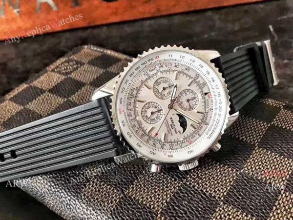 replica Breitling Navitimer Rubber Strap Blue Moonphase Dial WATCHES 1
