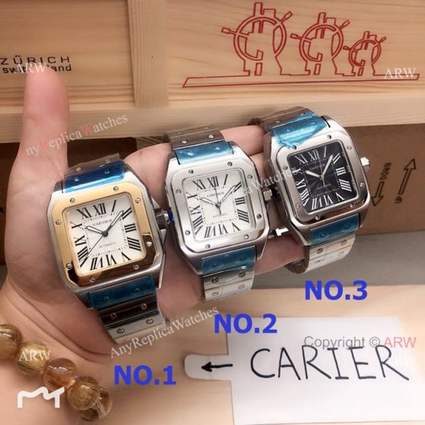 replica Copy Cartier Santos Mens Stainless Steel or Two Tone WATCHES 1