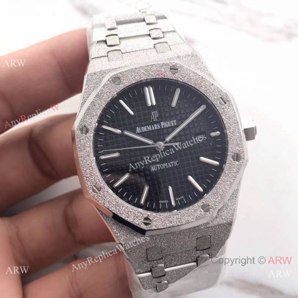 replica JF Factory Audemars Piguet Royal Oak Frosted Black Dial WATCHES 1