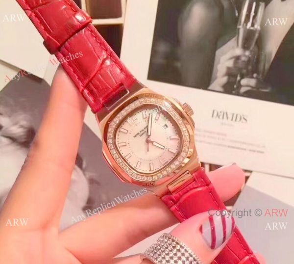 replica Best Quality Patek Philippe Nautilus Womens Rose Gold Diamond WATCHES 1