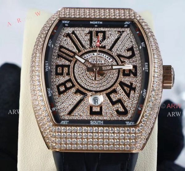 replica High Quality Franck Muller Vanguard Iced Out Full Diamond For Sale WATCHES 1