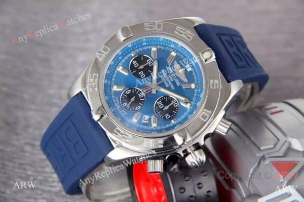 replica Breitling Chronomat B01 Blue Dial Black Rubber strap WATCHES 1