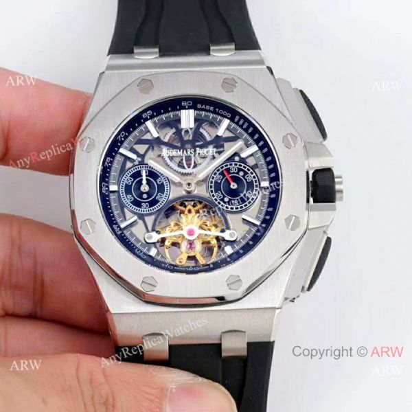 replica Audemars Piguet Royal Oak offshore Solid Black Fake AP Skeleton WATCHES 1