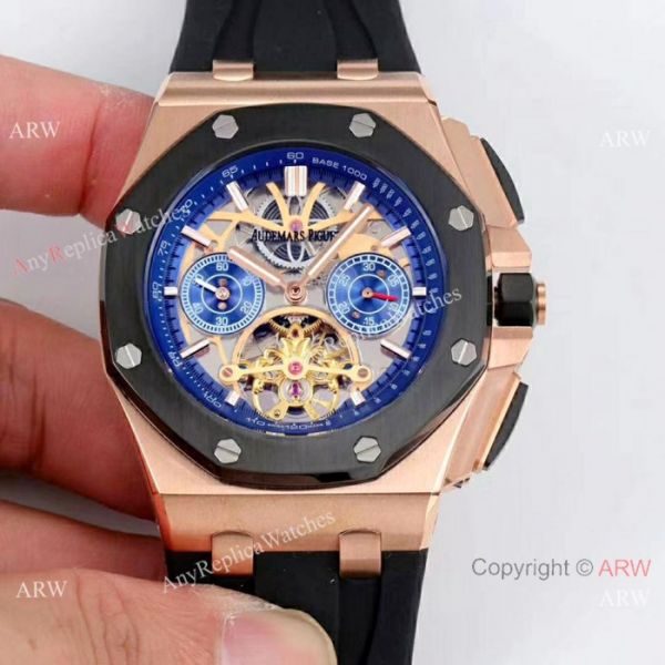 replica Copy Audemars Piguet Royal Oak offshore es Rose Gold Gold Hollow Dial WATCHES 1