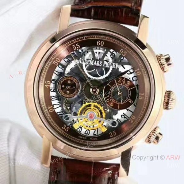 replica Copy Audemars Piguet Jules Audemars es Rose Gold Skeleton Dial WATCHES 1