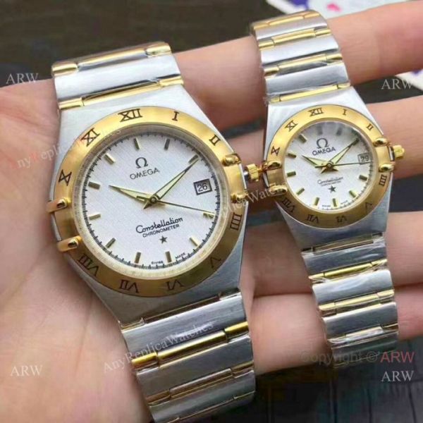 replica Copy Omega Constellation Two Tone Quartz Movement Omega Couple WATCHES 1
