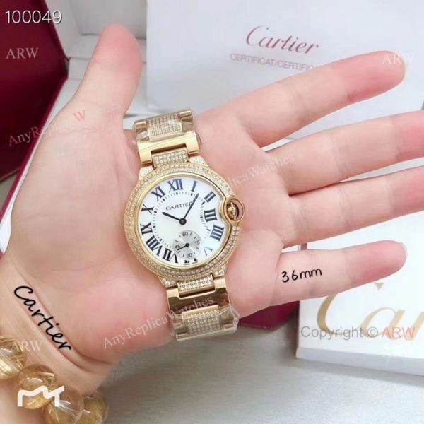 replica Fake Cartier Ballon Bleu Ice Out es 33mm Stainless steel Roman Dial WATCHES 1