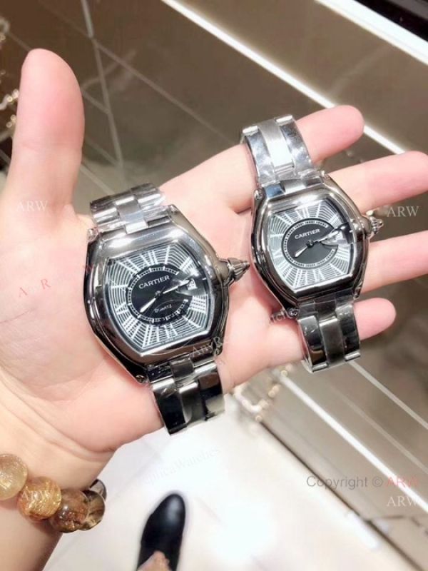 replica Cartier Roadster Stainless Steel Lovers AAA WATCHES 1