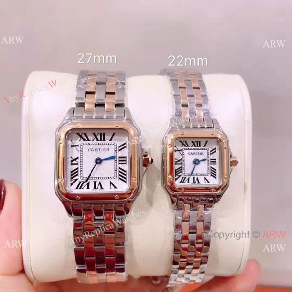 replica Panthere De Cartier Yellow Gold White Roman Dial WATCHES 1