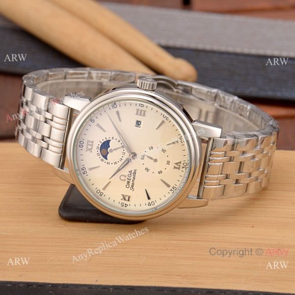 replica Copy Omega Seamaster Moonphase Stainless Steel White Dial 40 MM WATCHES 1
