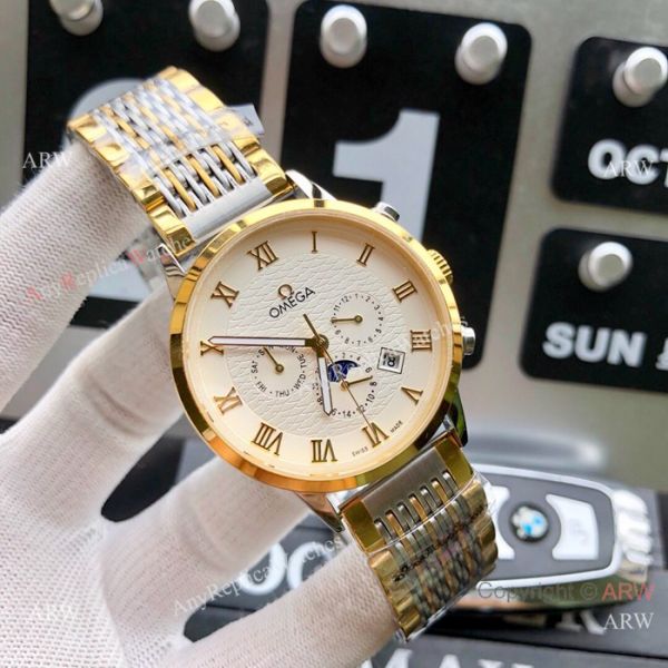 replica High Quality Omega Complications Moon phase 2-Tone Case Black Face WATCHES 1