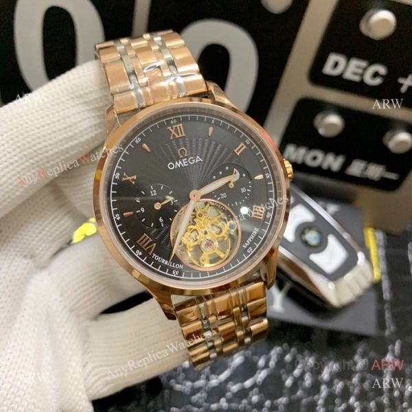replica Two Tone Rose Gold Omega Complications Moonphase 42mm WATCHES 1