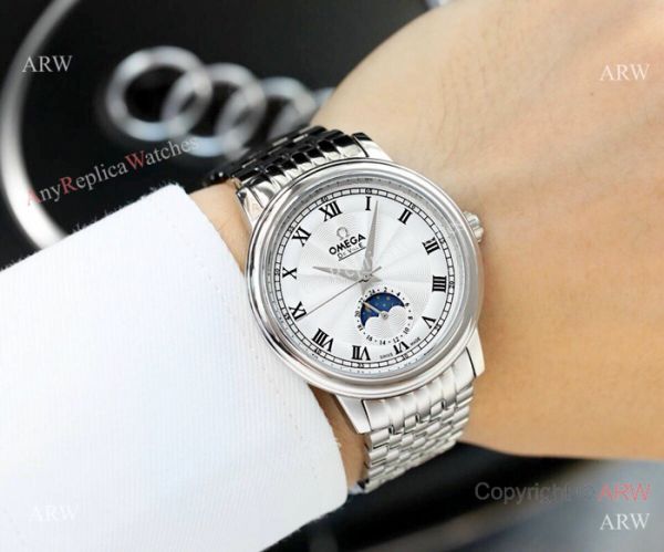 replica High Quality Omega De Ville Fake 2-Tone Rose Gold Moon Phase WATCHES 1