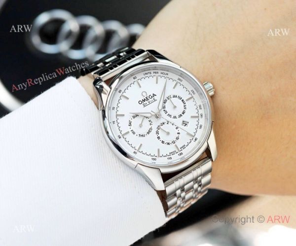 replica Omega De Ville Complications Omega White Face Two Tone Rose Gold 41mm WATCHES 1