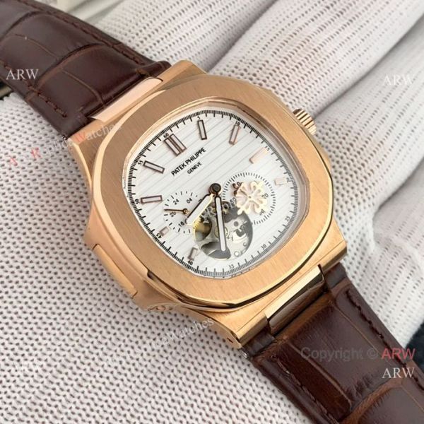 replica Patek Philippe Nautilus White Face with Tourbillon Gold Case WATCHES 1