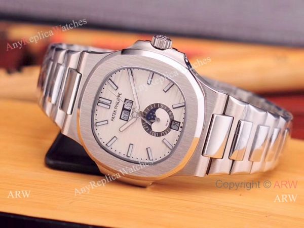 replica Fake Patek Philippe Nautilus Annual Calendar Man Stainless Steel Blue Face WATCHES 1