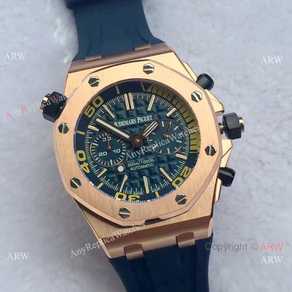 replica Japan Grade Royal Oak Offshore Diver Chronograph Rose Gold Black Face 42mm WATCHES 1