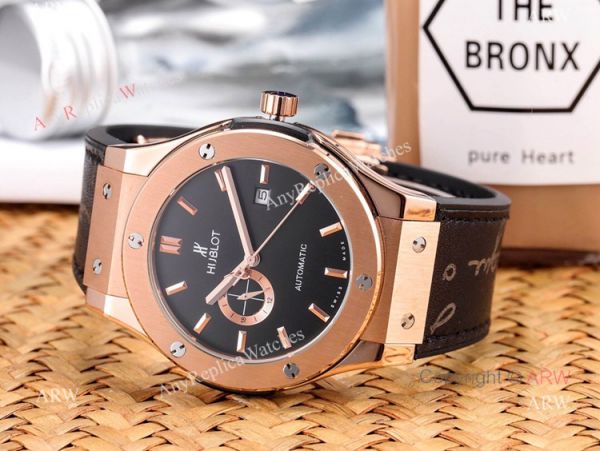 replica Copy Hublot Classic Fusion Men Black Plated Silver Dial WATCHES 1