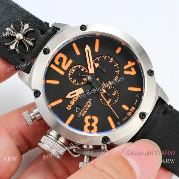 replica Best U-Boat Classico U-72 Chronograph es SS Yellow Leather Strap WATCHES 1