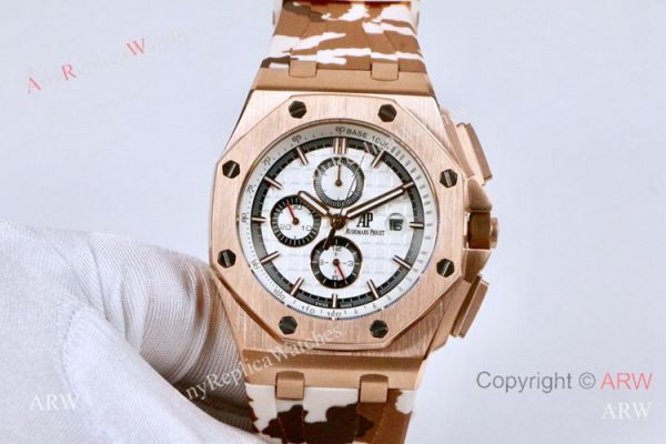 replica Clone Audemars Piguet Royal Oak Offshore 45mm es Brown Face Camouflage strap WATCHES 1