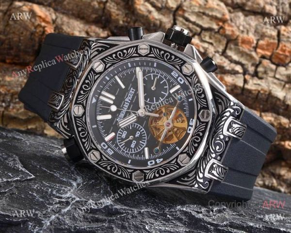 replica Best Copy Audemars Piguet Royal Oak Offshore Tourbillon Tattoo es Orange Rubber Strap WATCHES 1