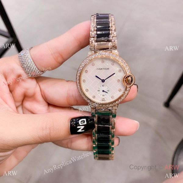 replica Cartier Ballon Bleu de 36mm Quartz Black Ceramic Silver WATCHES 1