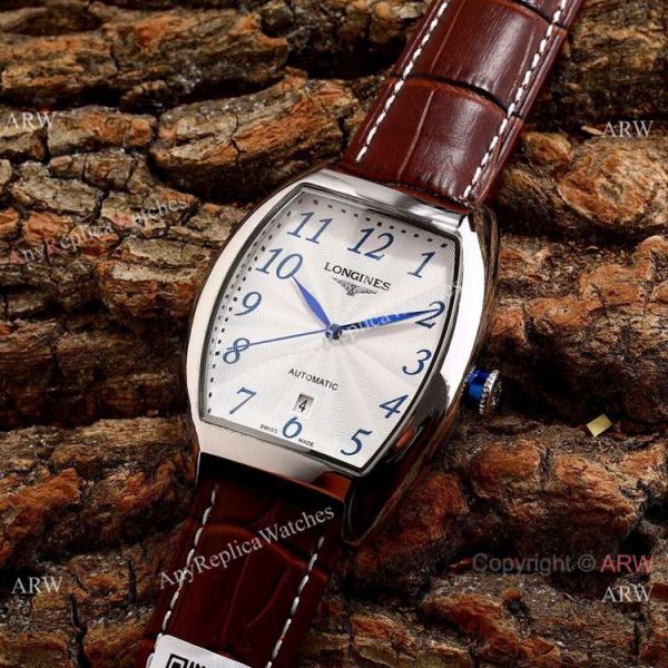 replica Copy Longines Evidenza Men es Black Dial Black Leather Strap WATCHES 1