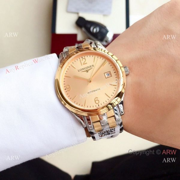 replica New Longines Flagship 2-Tone Silver Dial es 40mm WATCHES 1