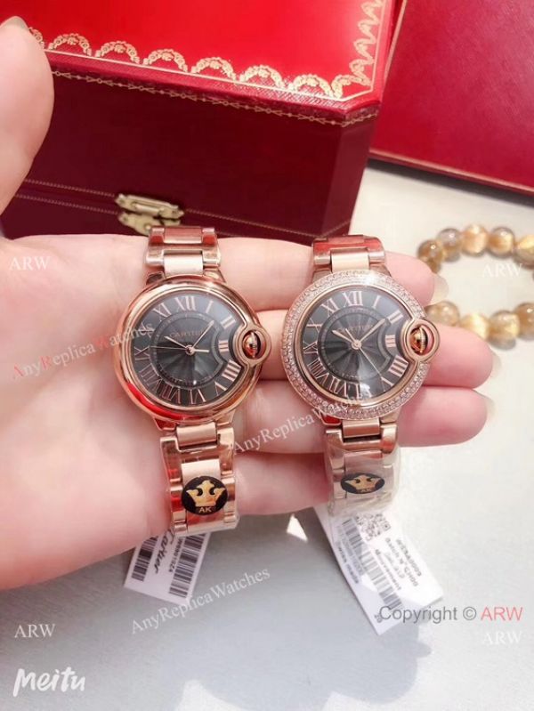 replica Japan Grade Cartier Ballon Bleu de Rose Gold Men New Black face WATCHES 1
