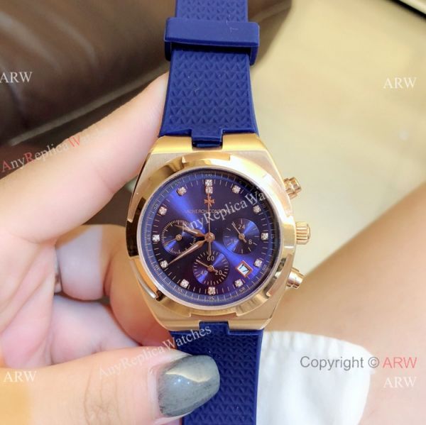 replica Fake Vacheron Constantin Overseas Chrono Rose Gold Silver Dial WATCHES 1