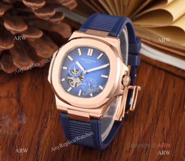 replica Copy Patek Philippe Nautilus Flying Tourbillon 42mm White Rubber Band WATCHES 1