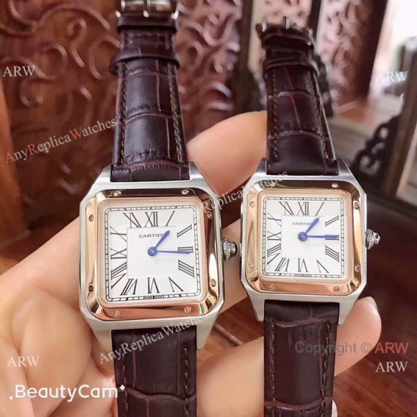 replica Japan Grade New Cartier es Cartier Santos Dumont 2 Tone Rose Gold WATCHES 1