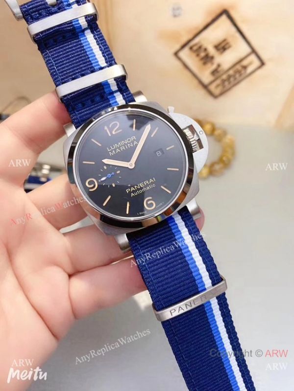 replica Best Panerai Luminor Marina Black Dial Nato Strap Mens WATCHES 1