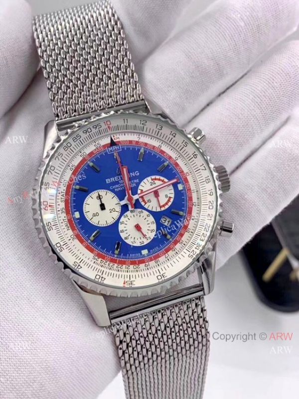 replica New Copy Breitling Navitimer 1 Pan Am Edition Stainless Steel Blue Dial WATCHES 1