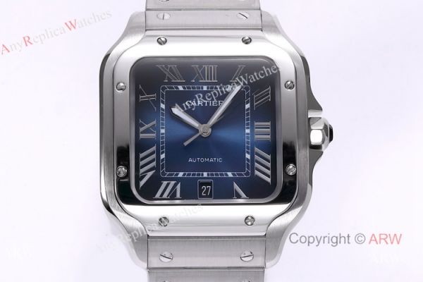 replica BV Factory 1:1 Copy Cartier Santos Mens Cartier Santos Blue Dial Steel es WATCHES 1