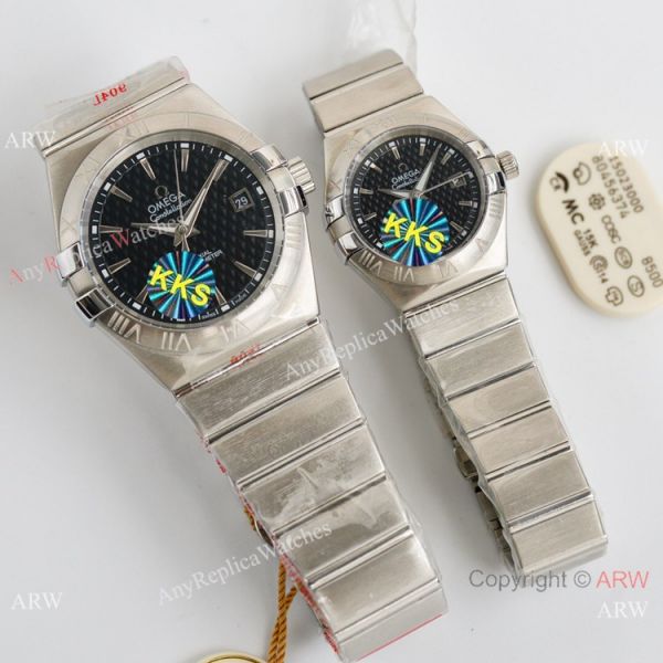 replica Swiss Quality Omega Double Eagle Couple Blue Dial Stainless Steel 8215 Movement WATCHES 1