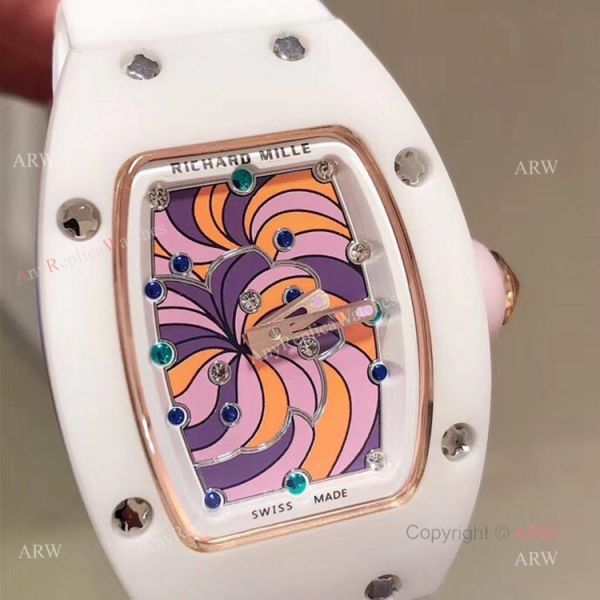 replica New Copy Richard Mille RM 07-03 Cupcake BonBon White Ceramic Ladies WATCHES 1