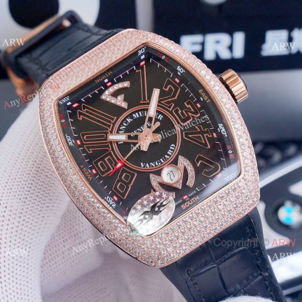 replica Best Franck Muller Vanguard Yachting v45 Diamond Rose Gold Dial es WATCHES 1
